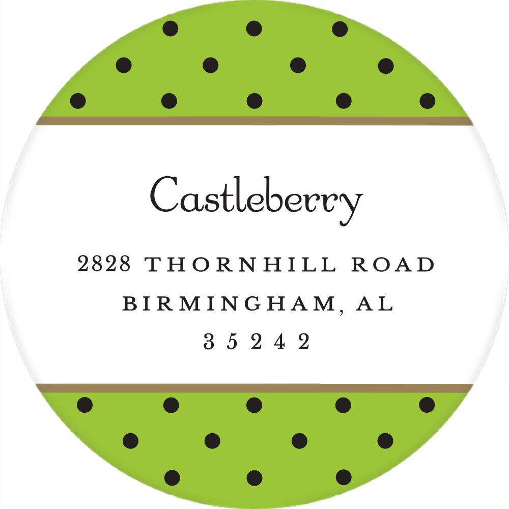 Dots Lime & Black Round Return Address Sticker
