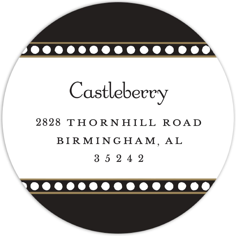 Dotted Edge Black Round Return Address Sticker