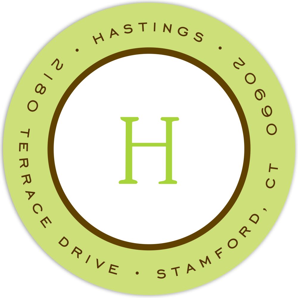 Classic Edge Lime & Chocolate Round Return Address Sticker