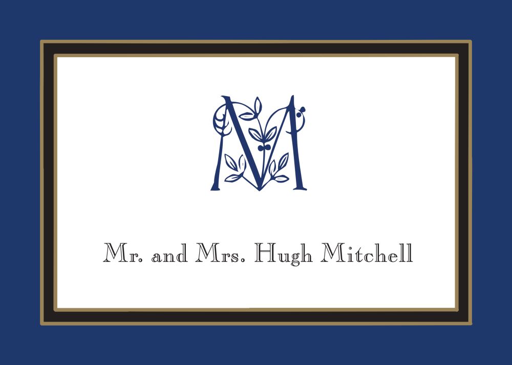Navy Edge & Black Border Flat Enclosure Card