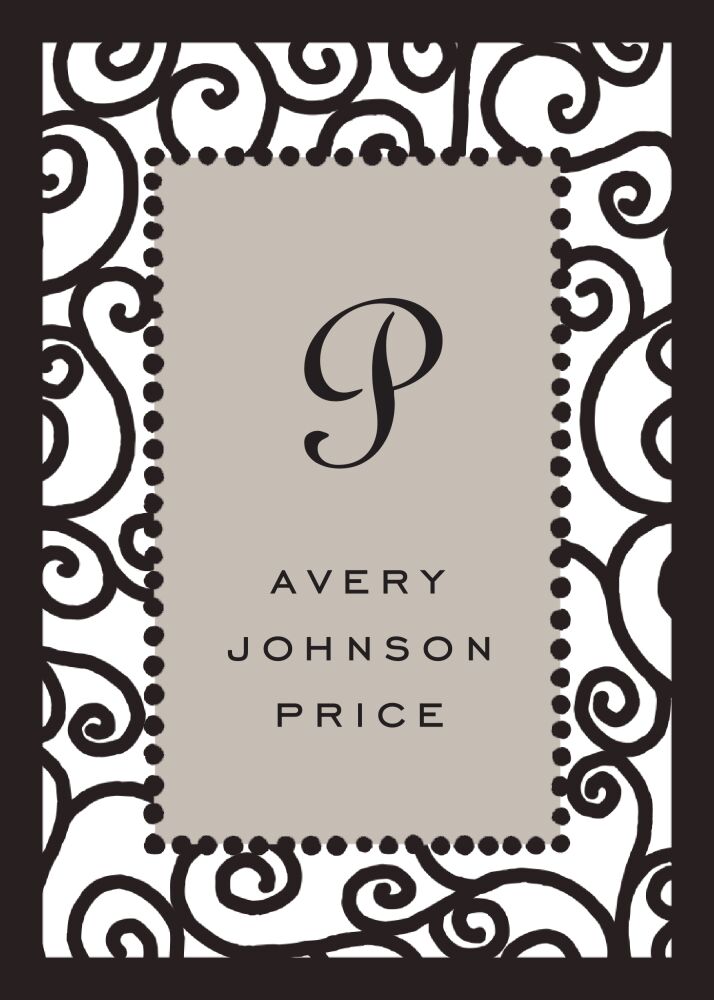 Scrollwork Taupe & Black Sticker
