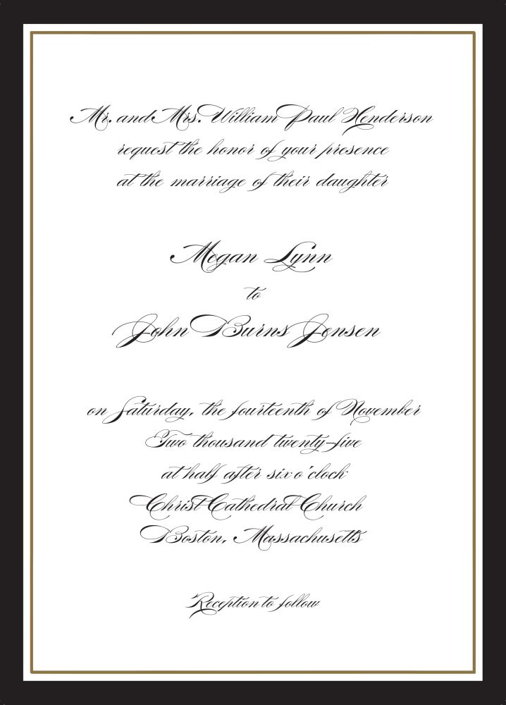 Timeless Border Black & Gold Invitation