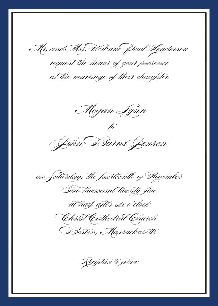 Timeless Border Navy & Black Invitation