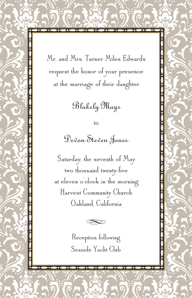 Damask Taupe Invitation