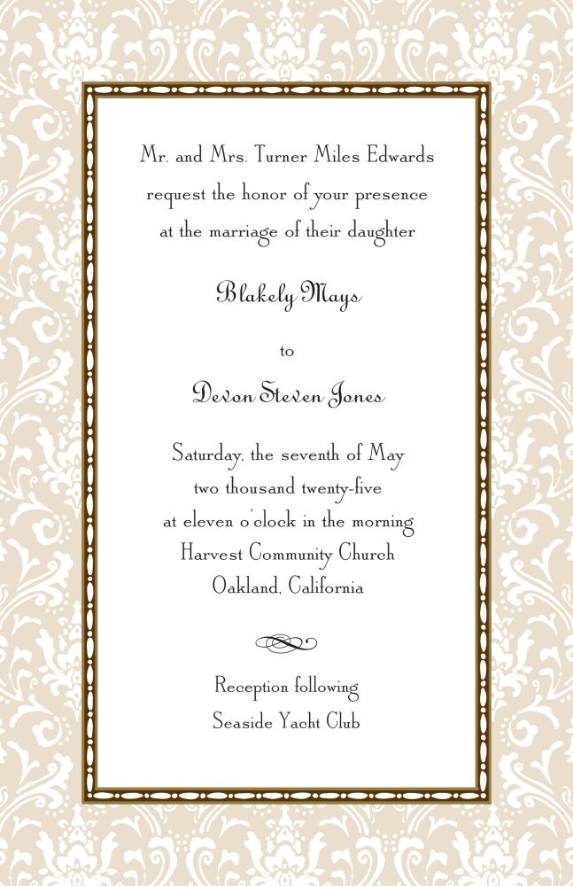 Damask Latte & Chocolate Invitation
