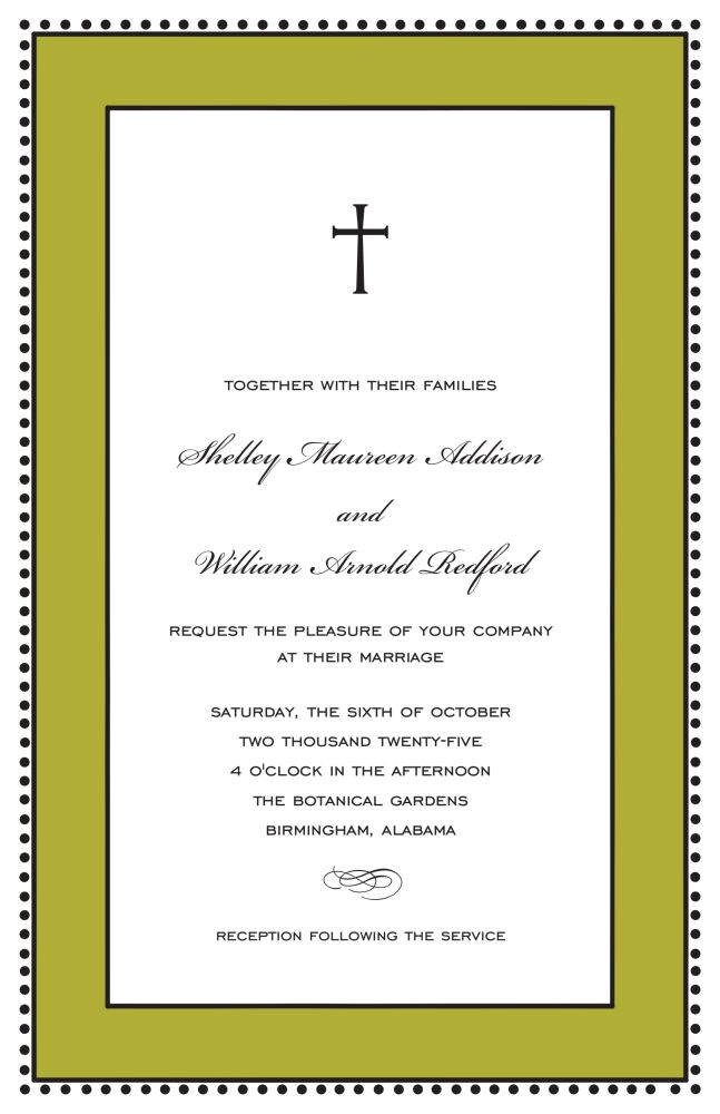 Antique Bead Border Black & Olive Invitation