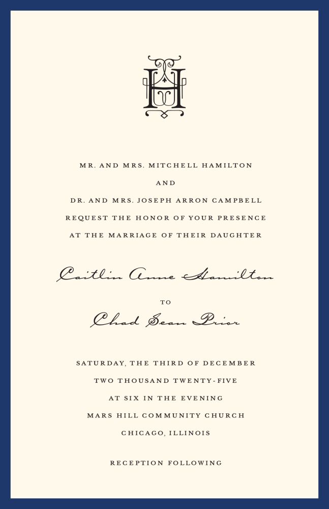 Classic Edge Navy Invitation
