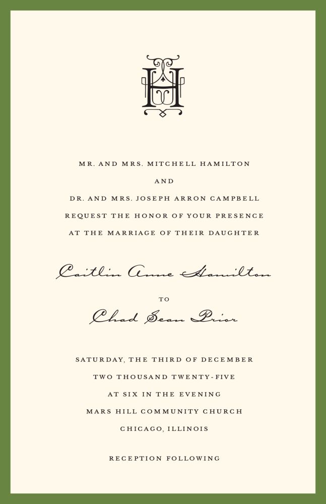 Classic Edge Green Invitation