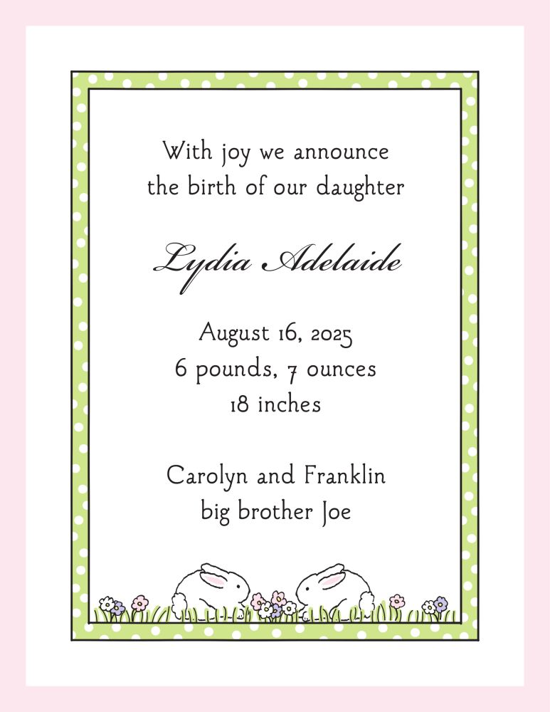 Bunnies Birth Announcement