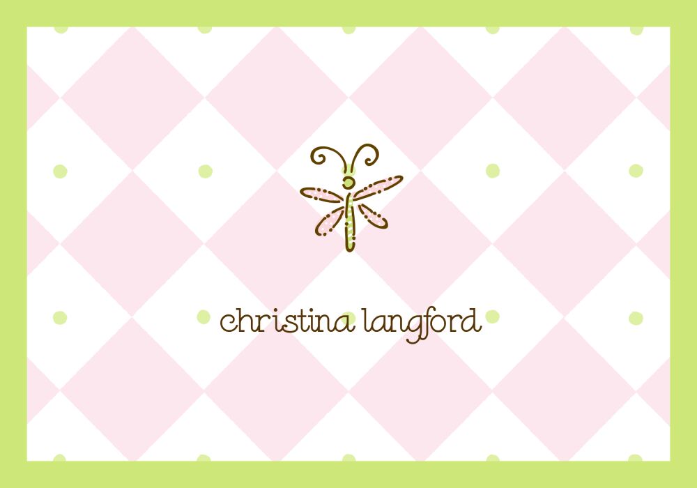 Diamonds & Dots Pink & Lime Folded Note