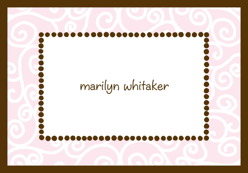 Scrollwork Pink & Chocolate Folded Note