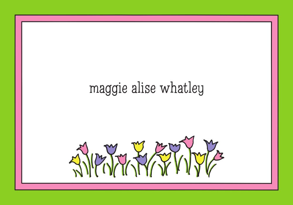 Sweet Pea Flowers Pink & Lime Folded Note