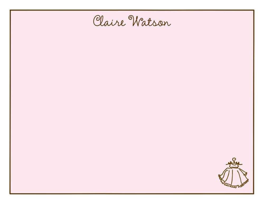 Classic Edge White & Chocolate On Pink Flat Note