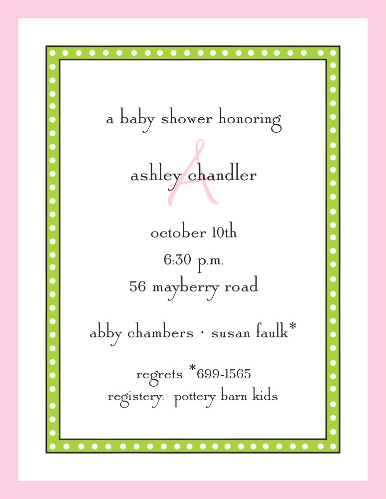 Dotted Border Lime & Pink Edge Invitation