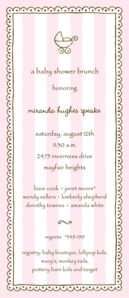 Stripes & Lace Pink Invitation