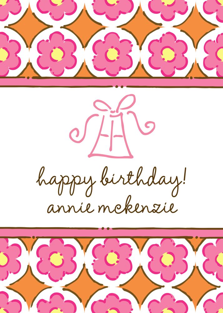 Circle Flowers Pink & Orange Flat Enclosure Card