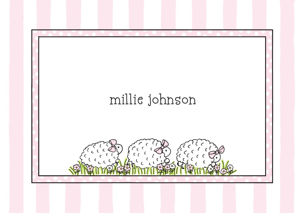 Little Lambs Pink Folded Note