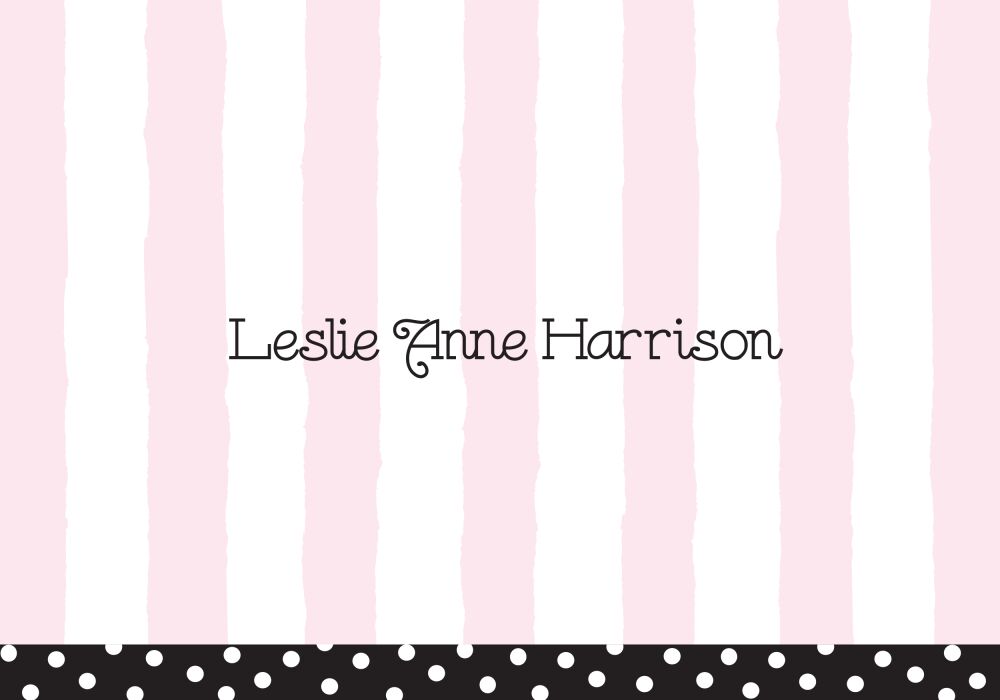 Pink Stripes With Black Dotted Edge Folded Note