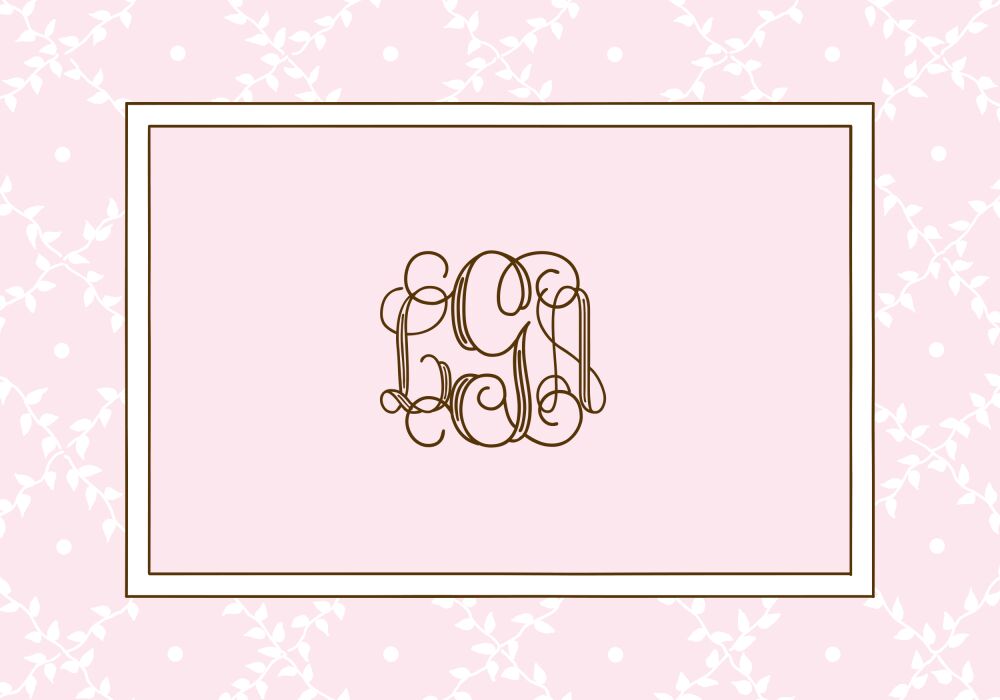 Trellis Pink & Chocolate Folded Note