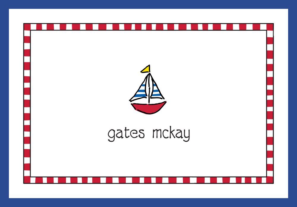 Red Checked Border & Blue Edge Folded Note