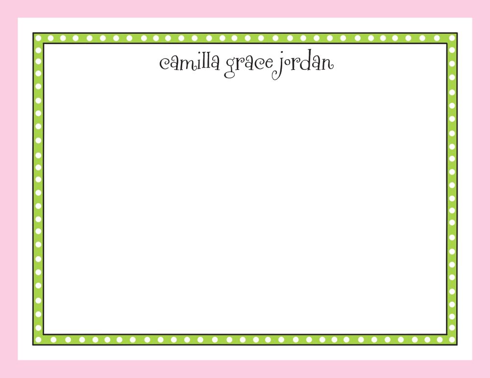 Dotted Border Lime & Pink Edge Flat Note