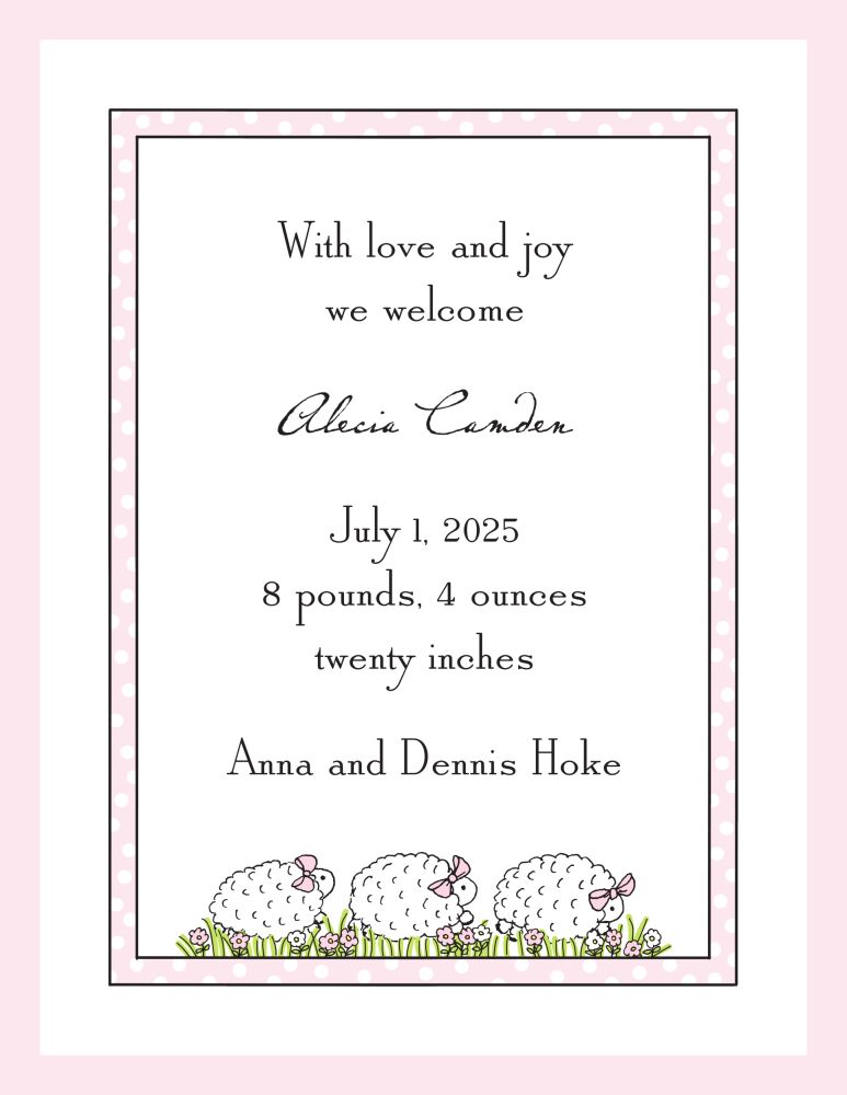 Little Lambs  Birth Announcement
