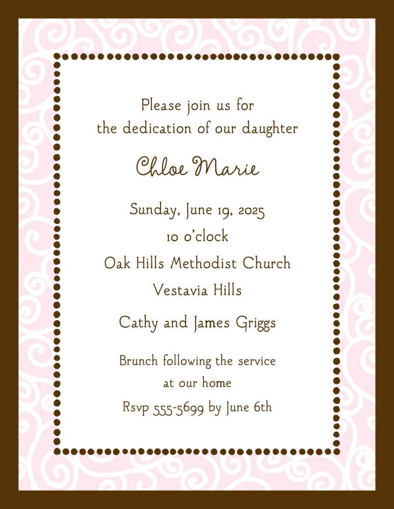 Scrollwork Pink Invitation