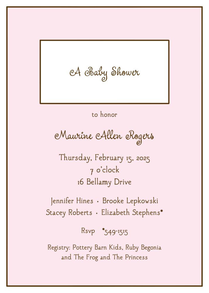 Simple Frame Pink & Chocolate Invitation