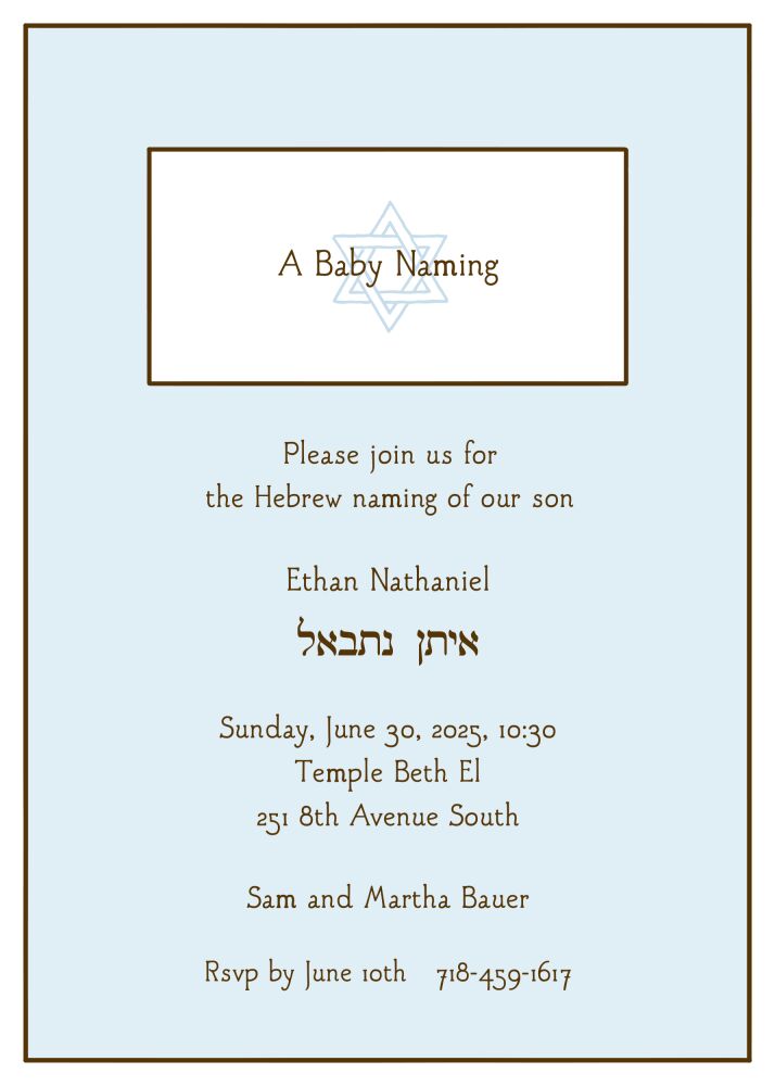 Simple Frame Blue & Chocolate Invitation