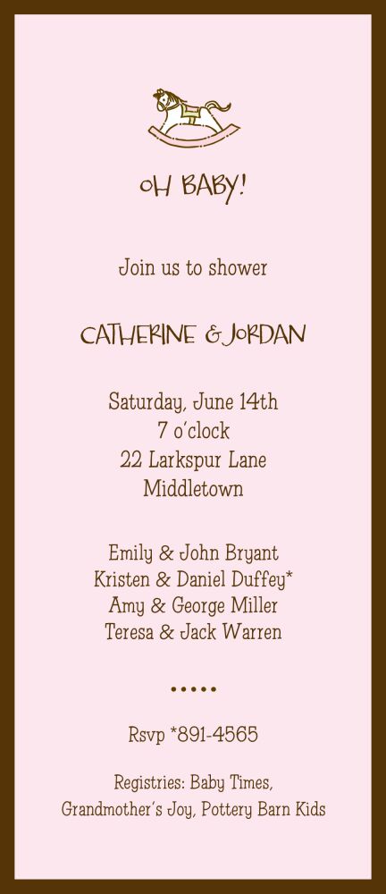 Classic Edge Chocolate & Pink Invitation