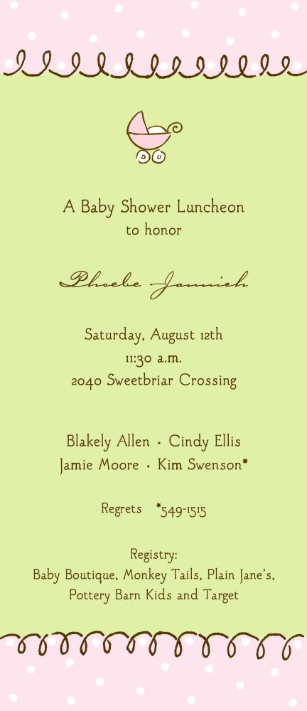 Curly Border Pastel Pink & Lime Invitation