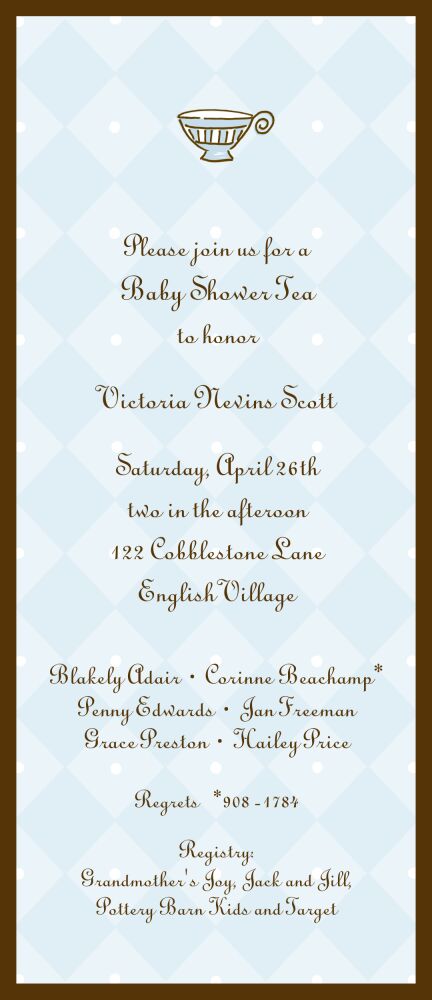 Diamonds & Dots Blue And Chocolate Invitation