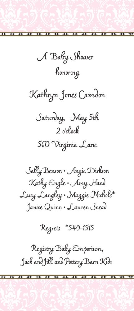 Damask Pink Invitation