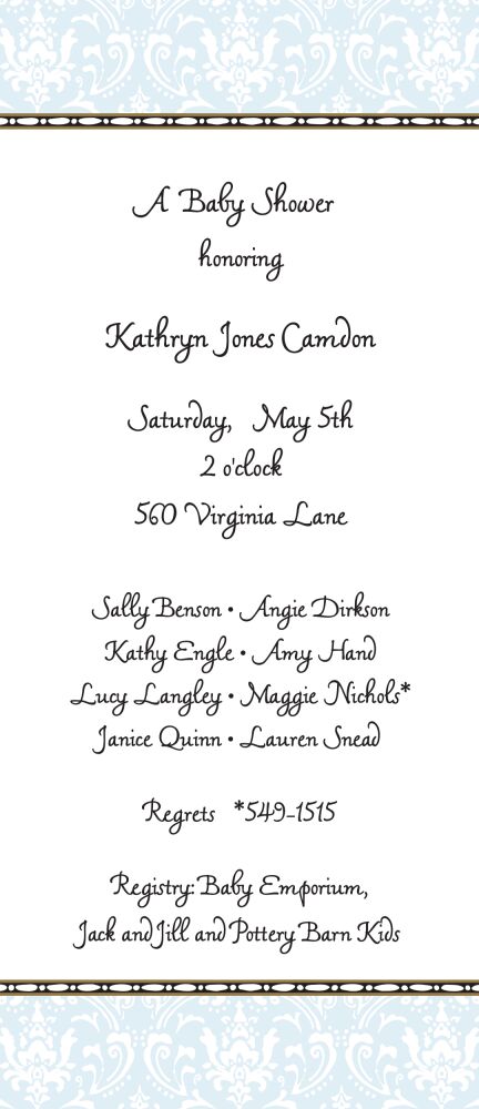 Damask Blue Invitation