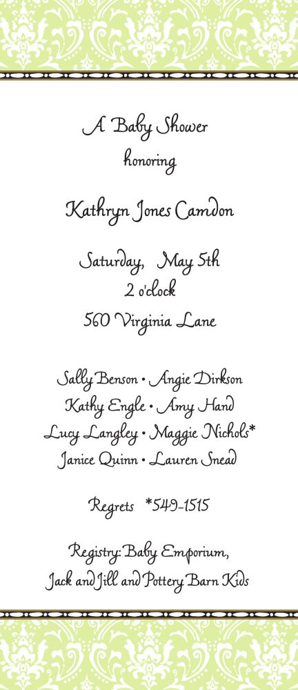 Damask Lime Invitation