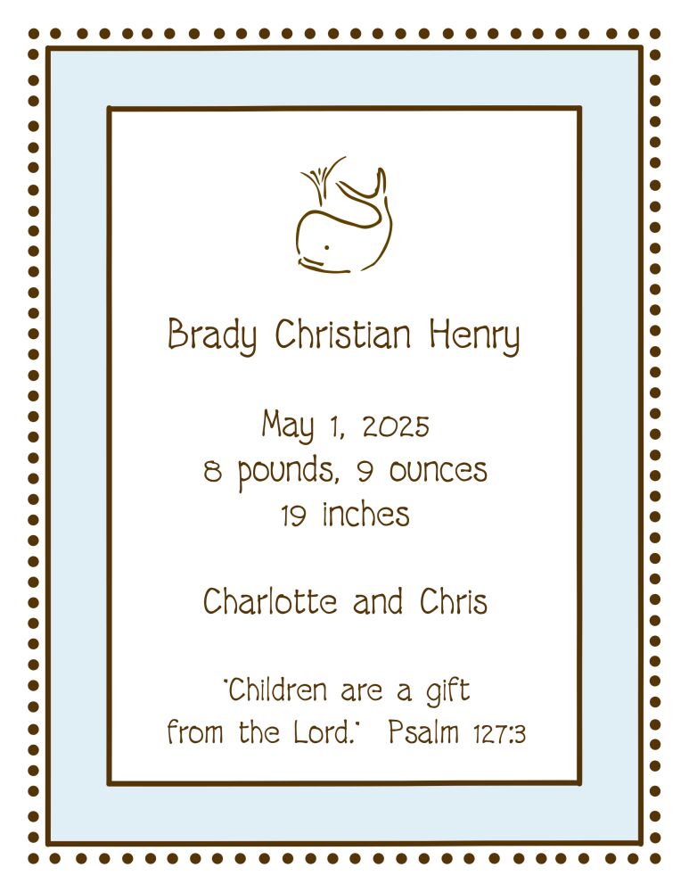Antique Bead Border Blue & Chocolate Invitation