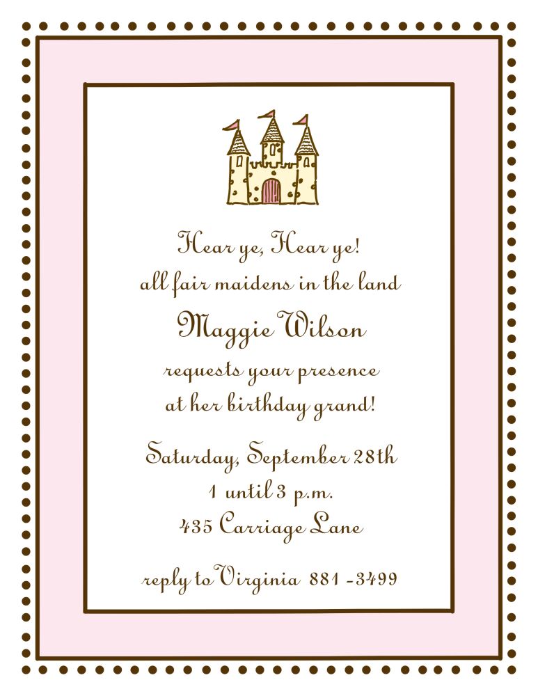 Antique Bead Border Pink & Chocolate Invitation