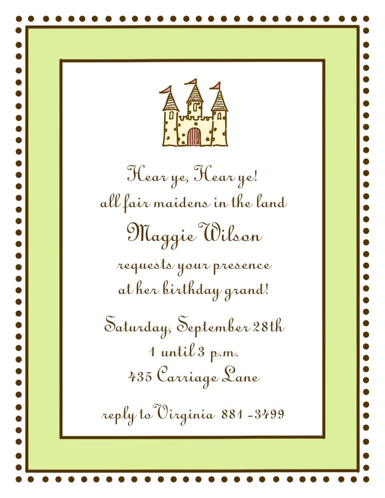 Antique Bead Border Lime & Chocolate Invitation