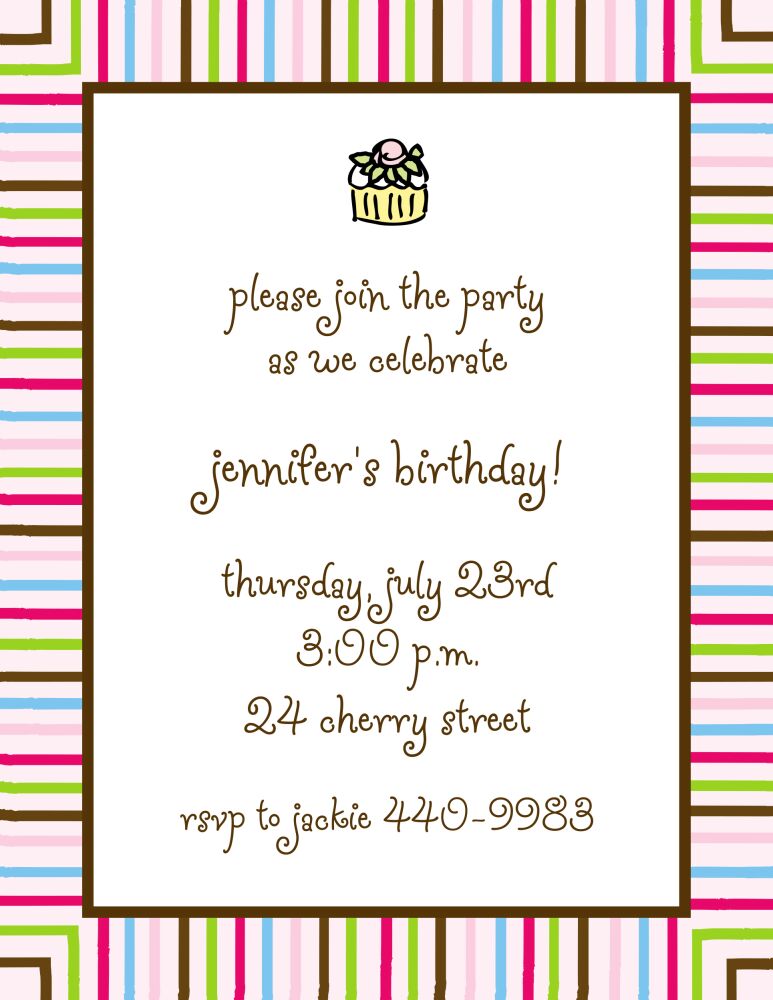 Multistripes Pink & Chocolate Invitation
