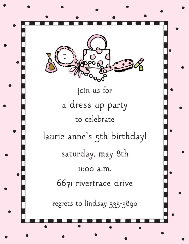 Checks & Dots Pink Invitation