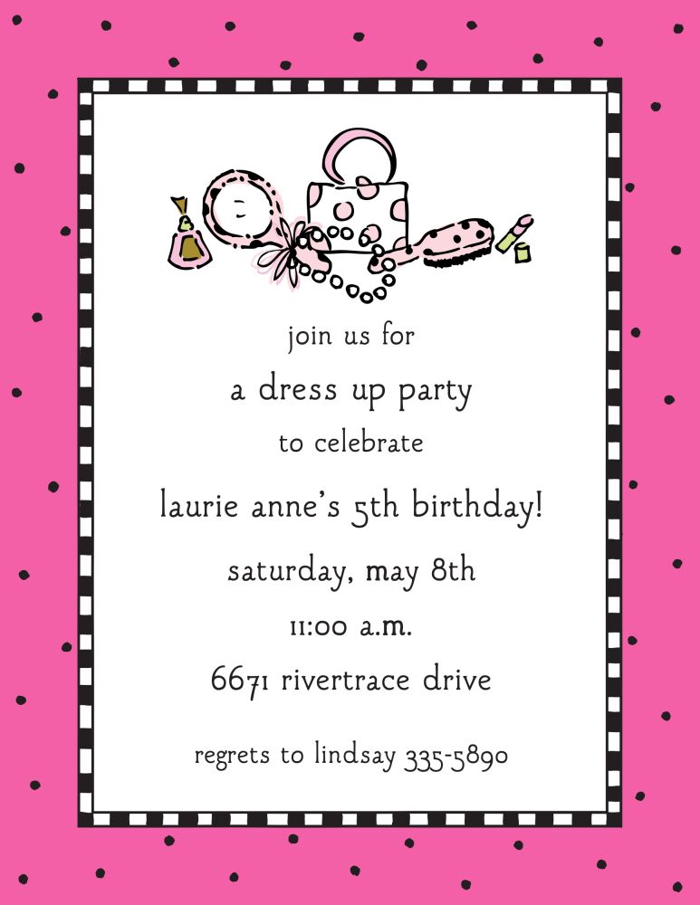 Checks & Dots Bright Pink Invitation
