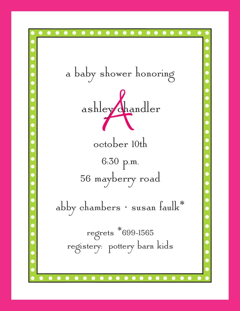 Dotted Border Lime & Hot Pink Edge Invitation