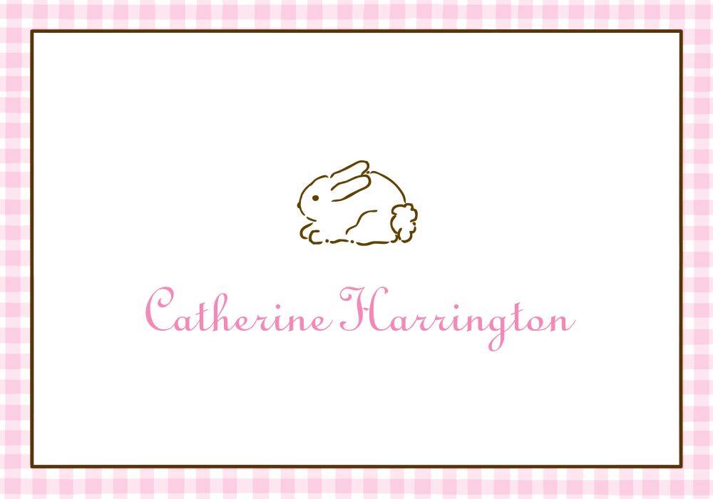 Gingham Edge Baby Pink Folded Note