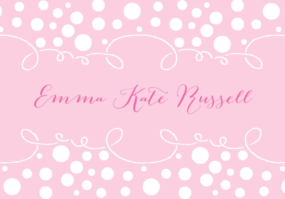 Curly Border & Dots Pink Folded Note