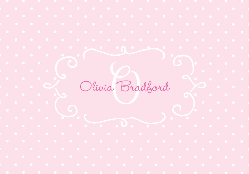 Swirl Frame & Dots Pink Folded Note