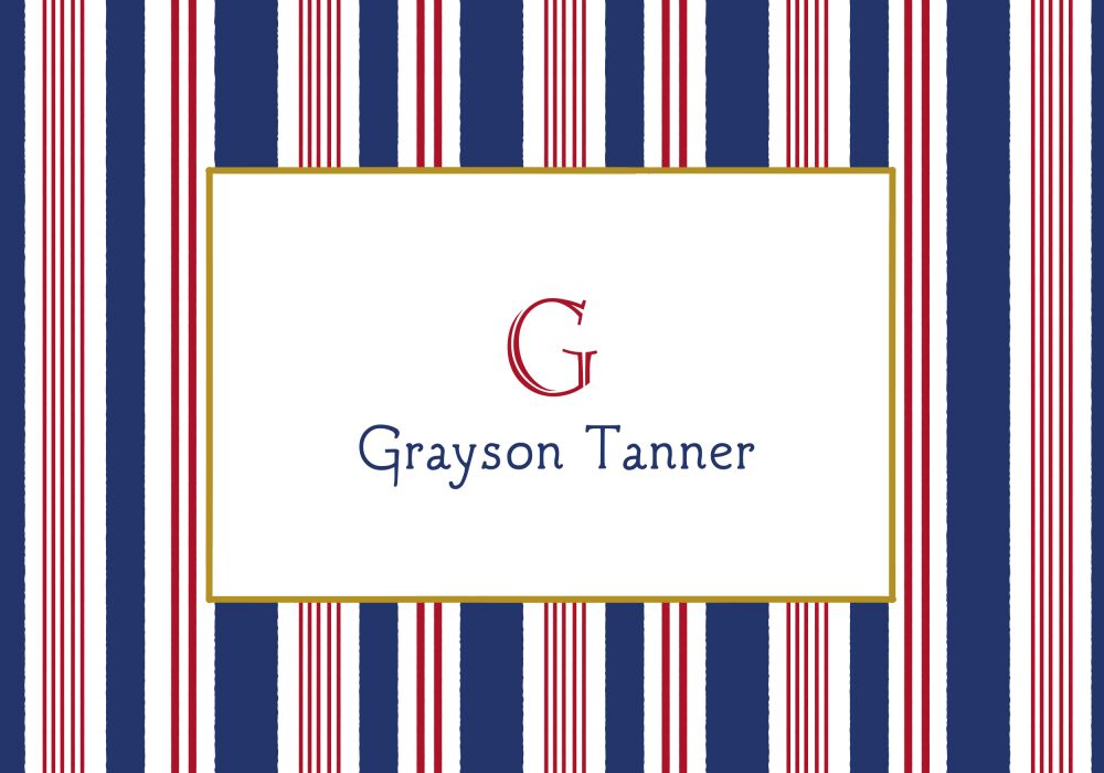 Nautical Stripes Red, White & Blue Folded Note