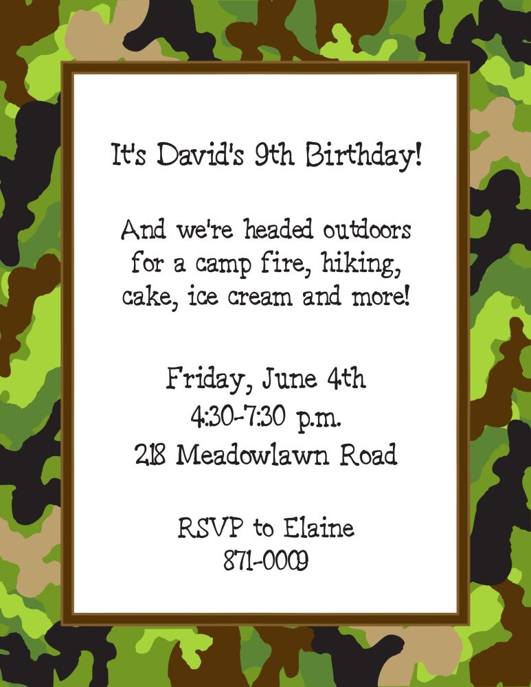 Camouflage Invitation