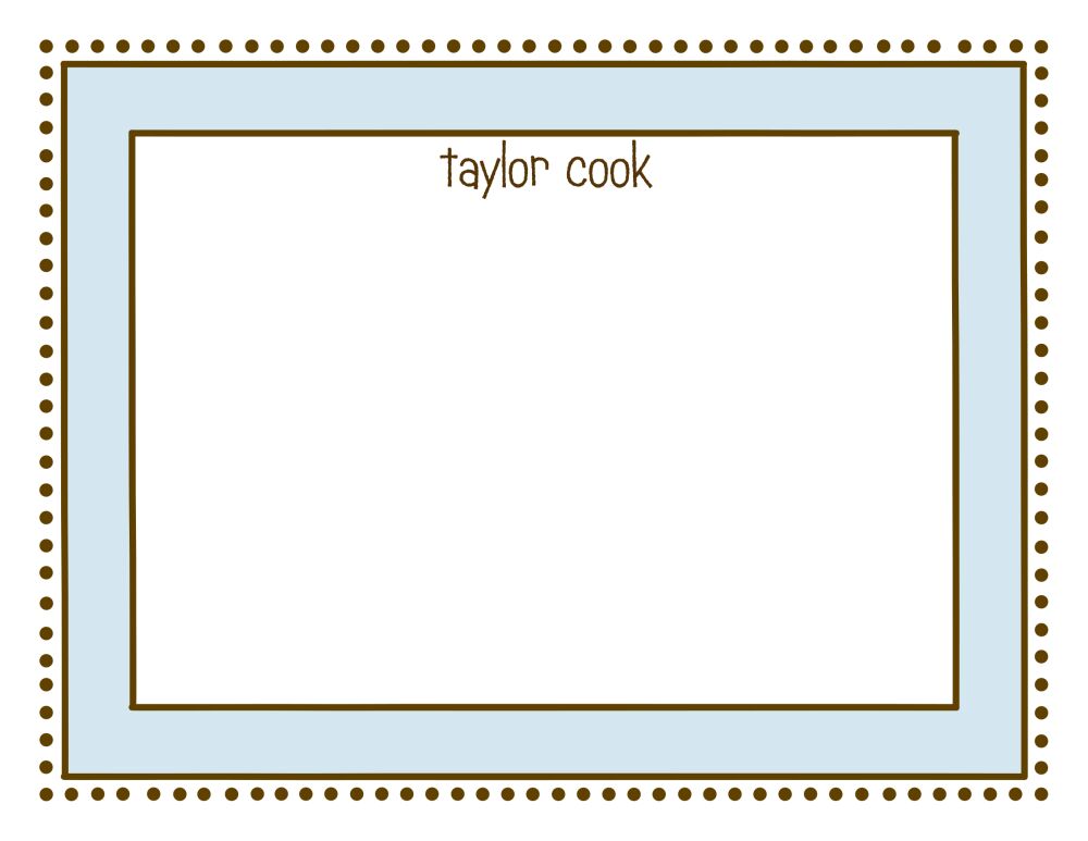 Antique Bead Border Blue & Chocolate Flat Note