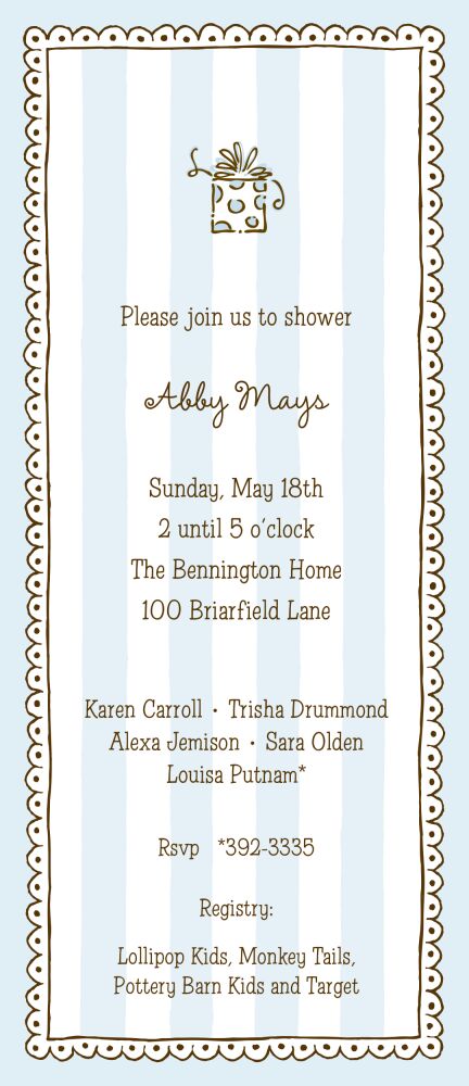 Stripes & Lace Blue Invitation