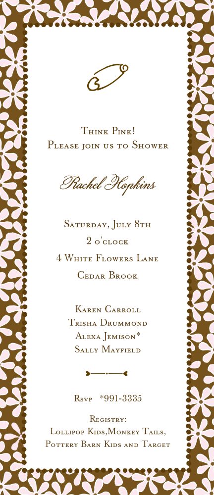 Fun Daisies Pink & Chocolate Invitation